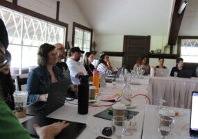 Company retreat table shot.