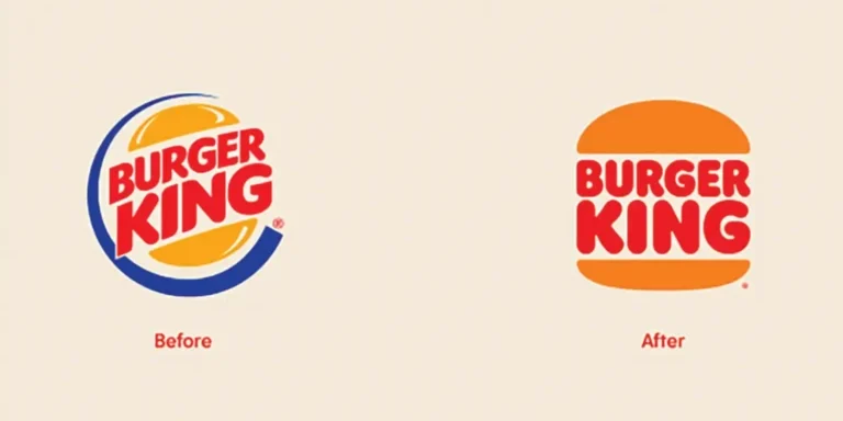 Burger King rebrand before and after image.